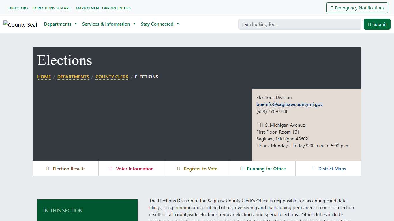 County of Saginaw, MI - Elections