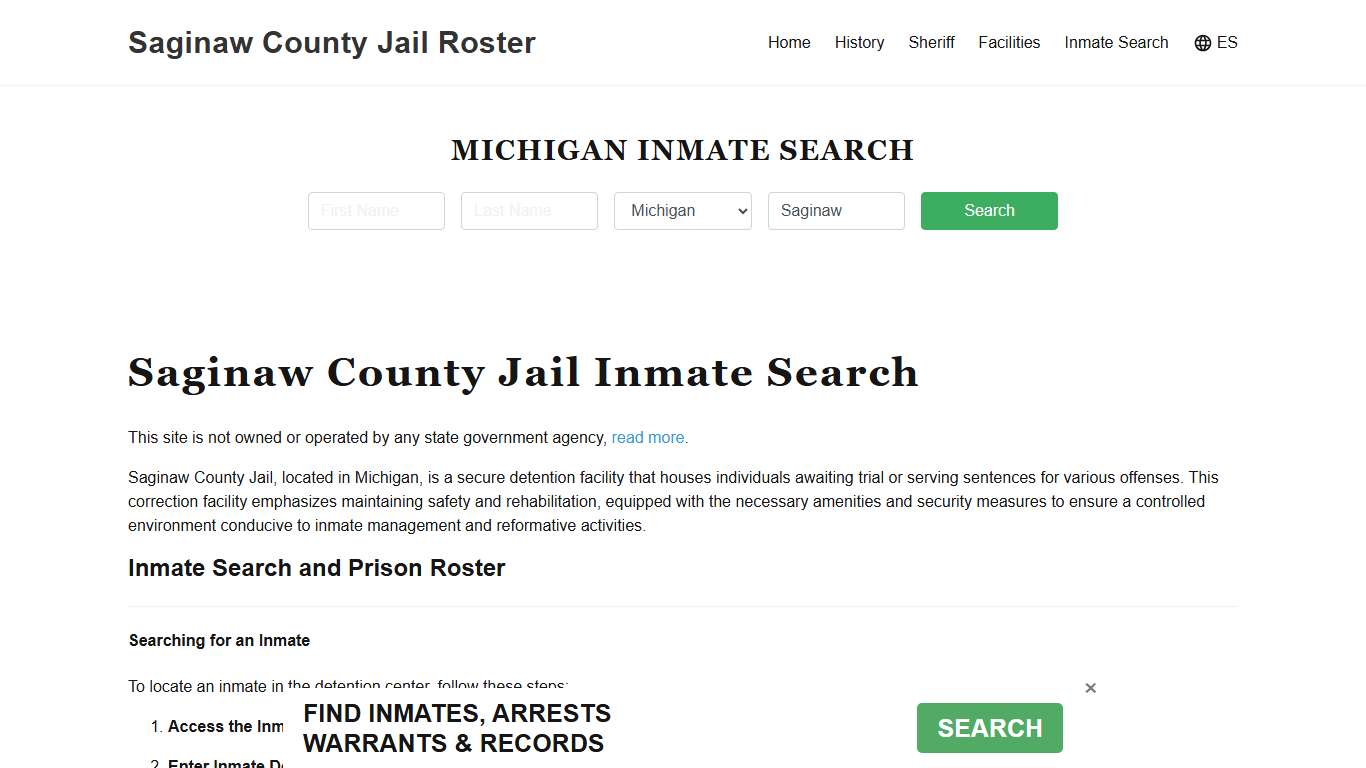 Saginaw County Jail Roster Lookup, MI, Inmate Search